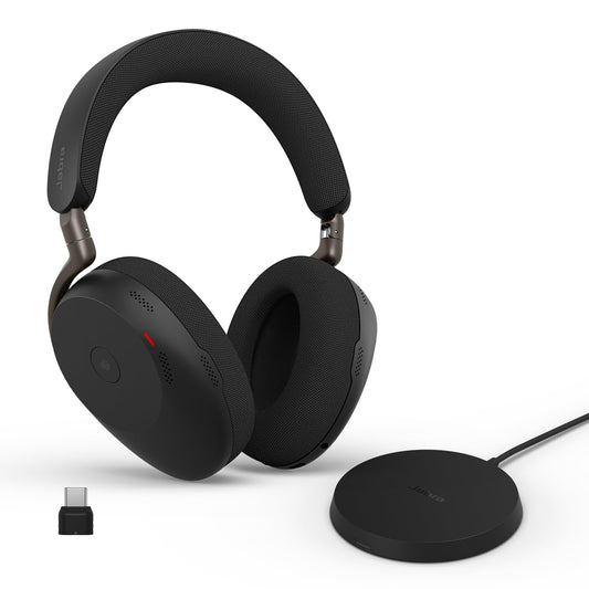 Jabra Evolve3 85 Over-Ear Wireless Bluetooth Headset with Microphone for Work, AI Voice Call Technology, Adaptive Active Noise Cancellation, 25-Hour Battery, USB-C, Microsoft Teams Certified, Black
