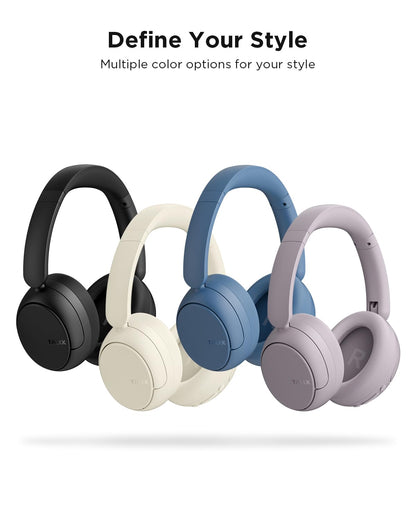TALIX H30 Hybrid Active Noise Cancelling Headphones, 110H Playtime Hi-Res Audio Bluetooth 6.0 Wireless Over Ear ANC Headphones for Commute/Workout/Gym (Black)