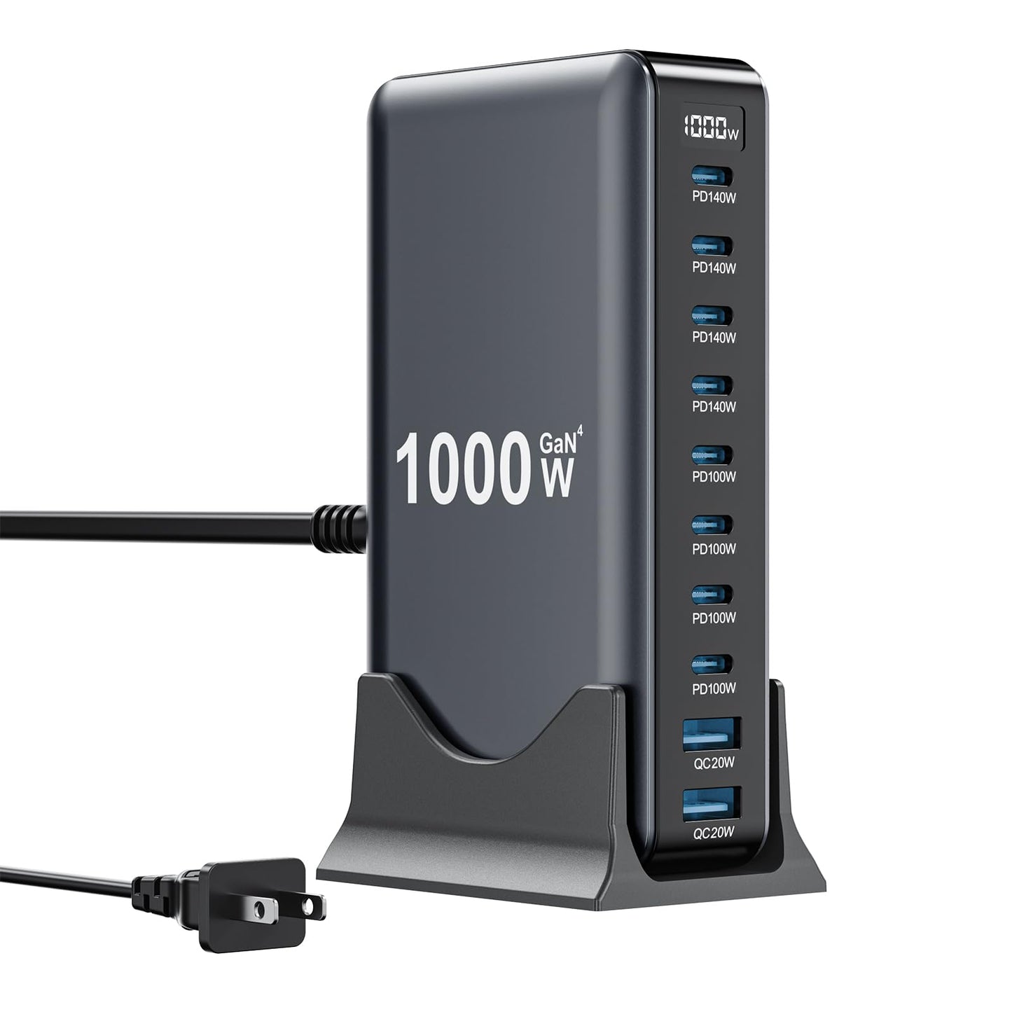 1000W USB C Charger Block,10-Port USB C Charging Station GaN IV Travel Essentials Multiple Port Charging Station,140W Laptop Fast Charger Adapter for MacBook Pro/Air,DELL,iPad,iPhone,Samsung Galaxy