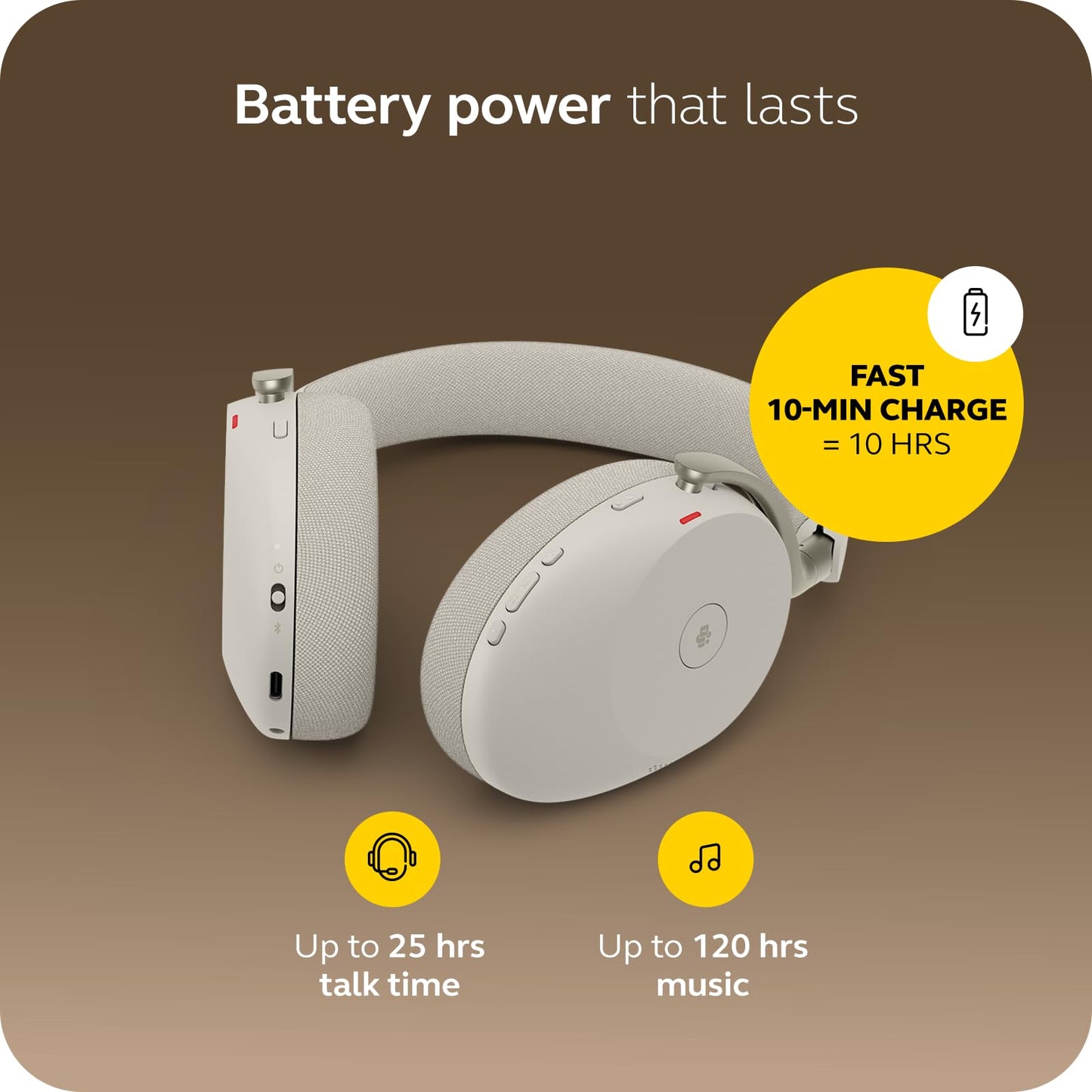Jabra Evolve3 85 Over-Ear Wireless Bluetooth Headset with Microphone for Work, AI Voice Call Technology, Adaptive Active Noise Cancellation, 25-Hour Battery, USB-C, Microsoft Teams Certified, Black