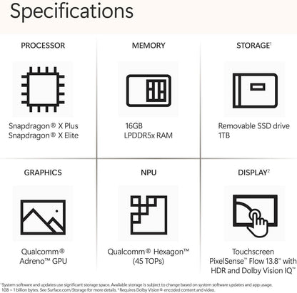 Microsoft Surface Laptop 7 AI Copilot+ PC for Business (13.8" 2K+ Touchscreen, Snapdragon X Plus (> Intel i7-1355U), 16GB DDR5, 1TB SSD), 20-Hr Long Battery Life, IR Webcam, Wi-Fi 7, Windows 11, Black