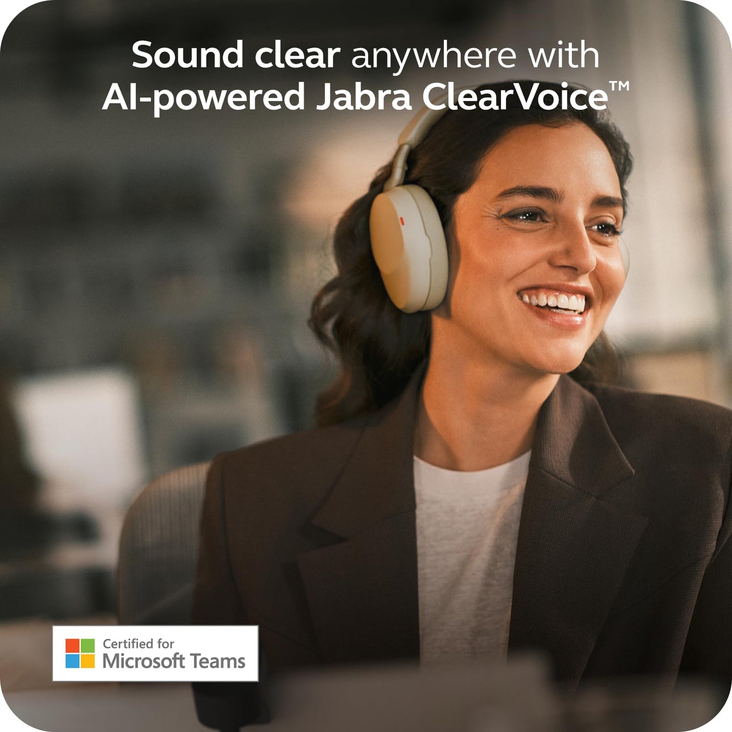 Jabra Evolve3 85 Over-Ear Wireless Bluetooth Headset with Microphone for Work, AI Voice Call Technology, Adaptive Active Noise Cancellation, 25-Hour Battery, USB-C, Microsoft Teams Certified, Black