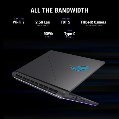 ASUS ROG Strix G16 (2025) Gaming Laptop, 16” ROG Nebula 16:10 2.5K 240Hz/3ms, NVIDIA® GeForce RTX™ 5080, Intel® Core Ultra 9 275HX, 32GB DDR5, 1TB PCIe Gen 4 SSD, Wi-Fi 7, Windows 11 Home, G615LW-AS96