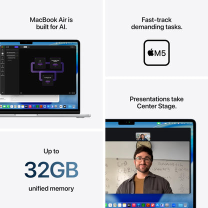 Apple MacBook Air 13-inch Laptop with M5 chip: 13.6-inch Liquid Retina Display, 24GB Unified Memory, 512GB SSD; Midnight