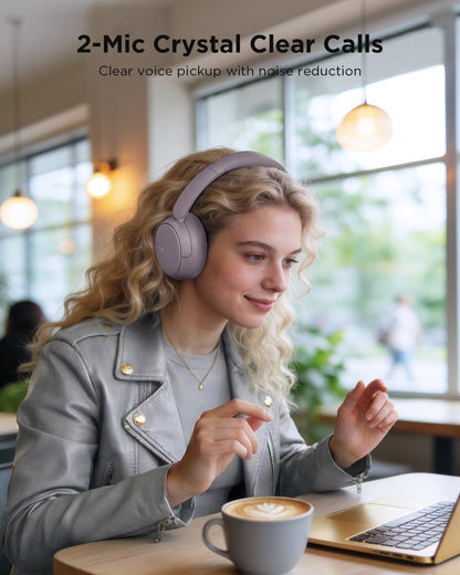 TALIX H30 Hybrid Active Noise Cancelling Headphones, 110H Playtime Hi-Res Audio Bluetooth 6.0 Wireless Over Ear ANC Headphones for Commute/Workout/Gym (Black)