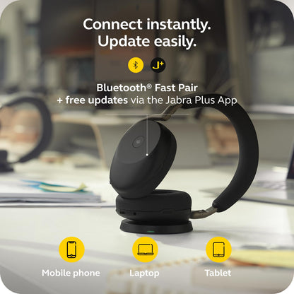 Jabra Evolve3 85 Over-Ear Wireless Bluetooth Headset with Microphone for Work, AI Voice Call Technology, Adaptive Active Noise Cancellation, 25-Hour Battery, USB-C, Microsoft Teams Certified, Black