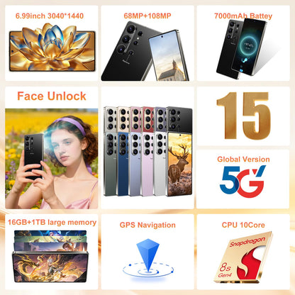 26 Ultra 16+1TB Smartphone -6.99-inch Display, Built-in Pen,Android 15, 7000mAh Battery, 68MP+108MP Dual Camera/Dual SIM/Fingerprint Lock/Face (Green)