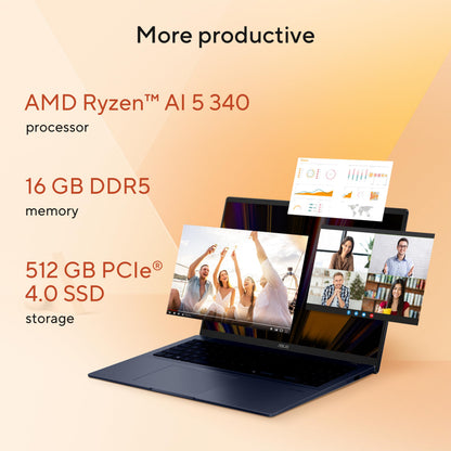 ASUS Vivobook 14 Laptop, Copilot+ PC, 14” WUXGA 60Hz Display, AMD Ryzen AI 7 350 with XDNA NPU, AMD Radeon Graphics, 16GB RAM, 512GB SSD, Platinum Gold, M1407KA-PS74