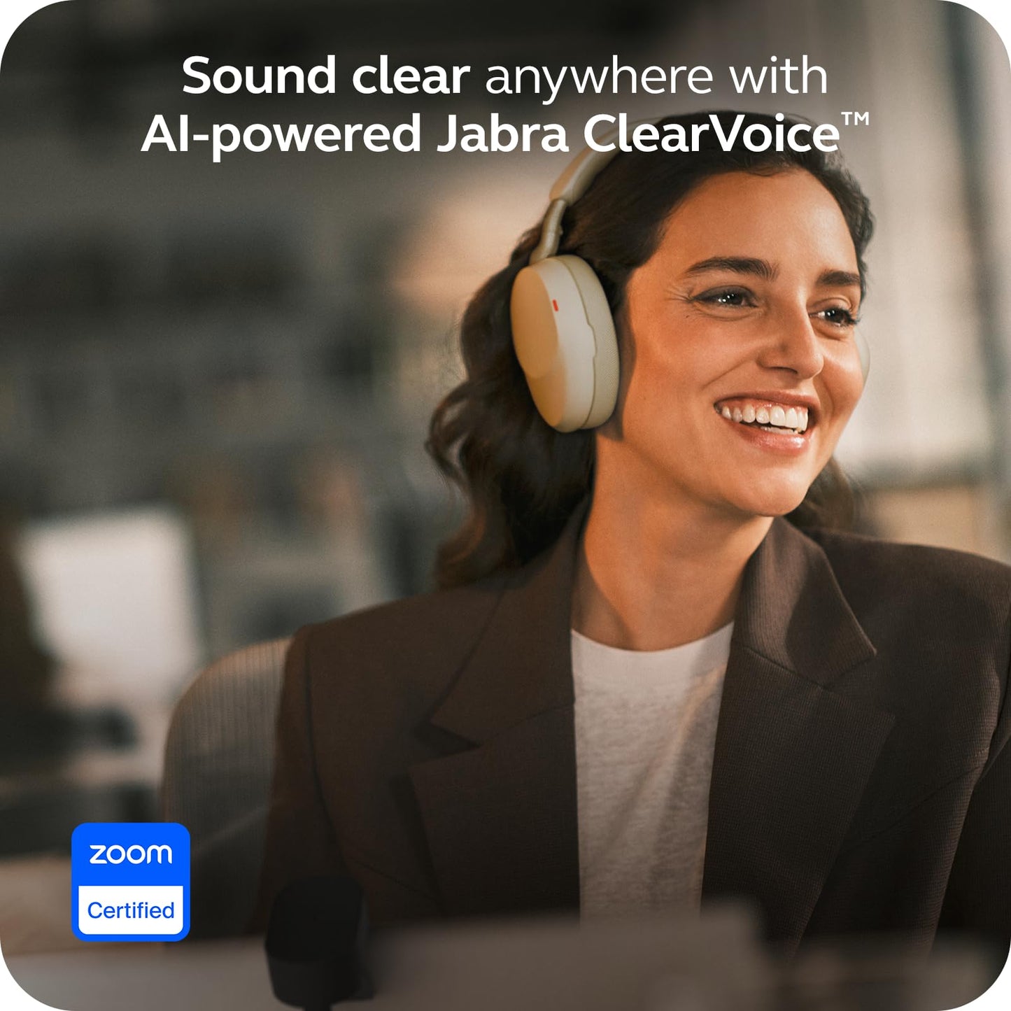 Jabra Evolve3 85 Over-Ear Wireless Bluetooth Headset with Microphone for Work, AI Voice Call Technology, Adaptive Active Noise Cancellation, 25-Hour Battery, USB-C, Microsoft Teams Certified, Black