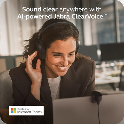 Jabra Evolve3 85 Over-Ear Wireless Bluetooth Headset with Microphone for Work, AI Voice Call Technology, Adaptive Active Noise Cancellation, 25-Hour Battery, USB-C, Microsoft Teams Certified, Black