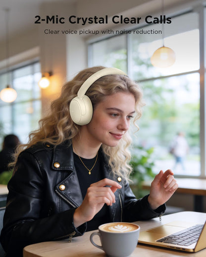 TALIX H30 Hybrid Active Noise Cancelling Headphones, 110H Playtime Hi-Res Audio Bluetooth 6.0 Wireless Over Ear ANC Headphones for Commute/Workout/Gym (Black)