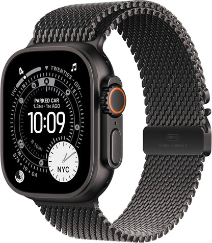 Apple Watch Ultra 3 [GPS + Cellular 49mm] Running & Multisport Smartwatch w/Rugged Titanium Case w/Natural Titanium Milanese Loop - L. Satellite Communications, Advanced Health & Fitness Tracking