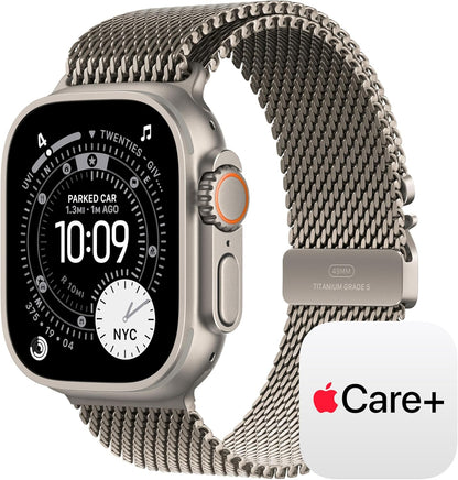 Apple Watch Ultra 3 [GPS + Cellular 49mm] Running & Multisport Smartwatch w/Rugged Titanium Case w/Natural Titanium Milanese Loop - L. Satellite Communications, Advanced Health & Fitness Tracking