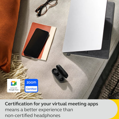 Jabra Evolve2 True Wireless Earbuds - in-Ear Bluetooth Earbuds with Active Noise Cancellation MultiSensor Voice Technology - Certified to Work with Your Virtual Meeting Apps - Black