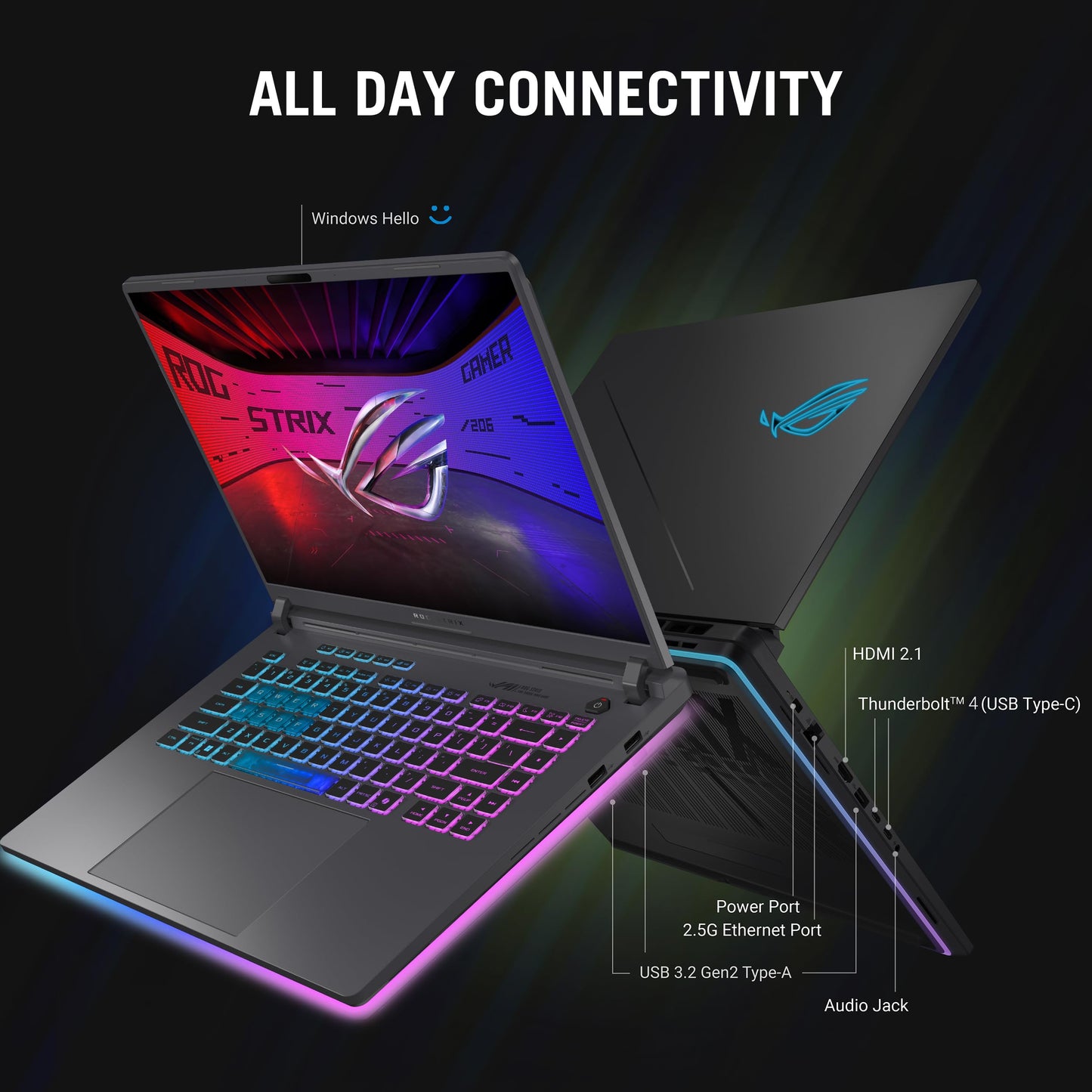 ASUS ROG Strix G16 (2025) Gaming Laptop, 16” ROG Nebula 16:10 2.5K 240Hz/3ms, NVIDIA® GeForce RTX™ 5080, Intel® Core Ultra 9 275HX, 32GB DDR5, 1TB PCIe Gen 4 SSD, Wi-Fi 7, Windows 11 Home, G615LW-AS96