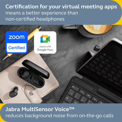 Jabra Evolve2 True Wireless Earbuds - in-Ear Bluetooth Earbuds with Active Noise Cancellation MultiSensor Voice Technology - Certified to Work with Your Virtual Meeting Apps - Black
